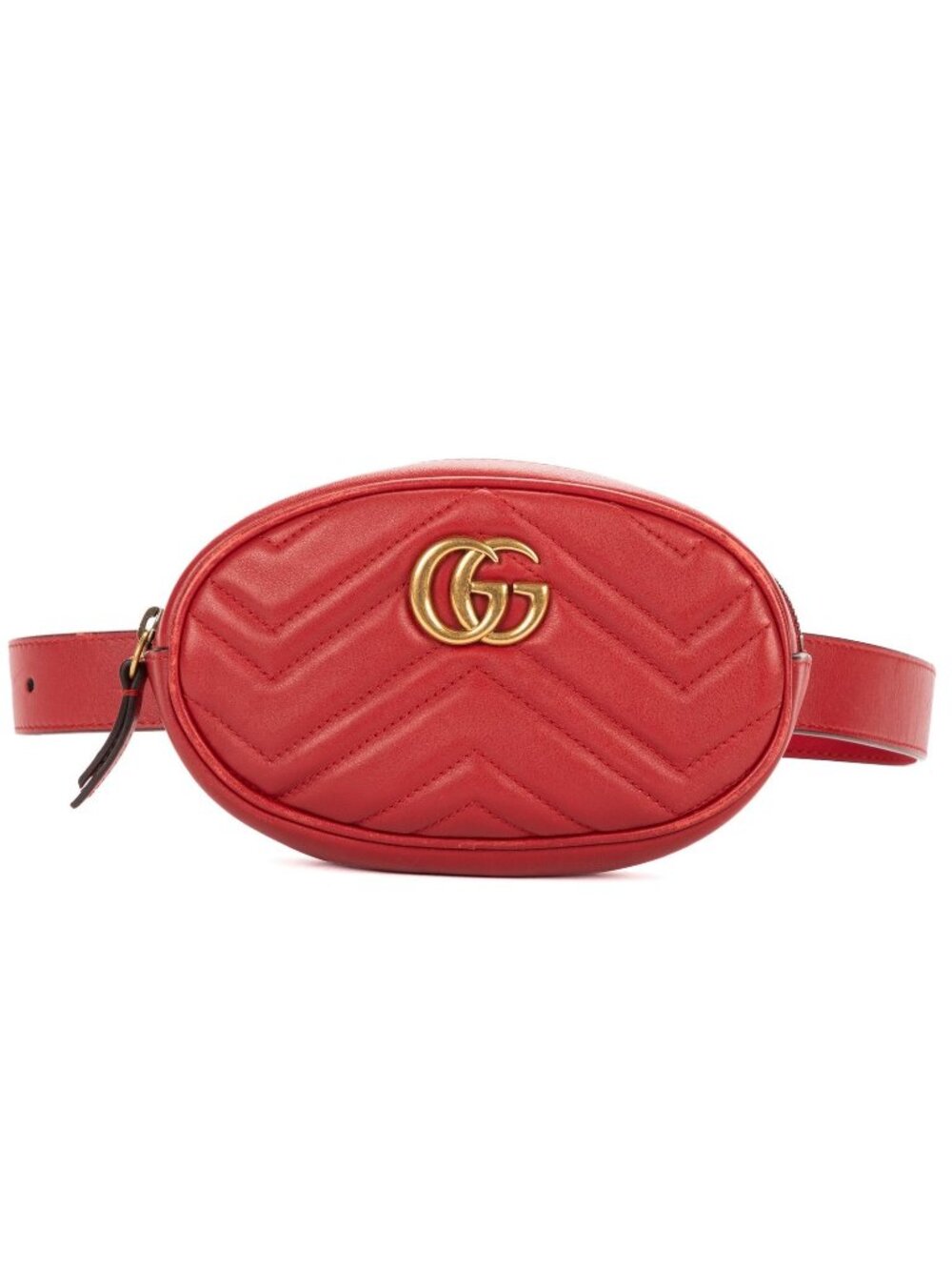 Gucci Marmont Belt Bag Red Matelasse Chevron Leather